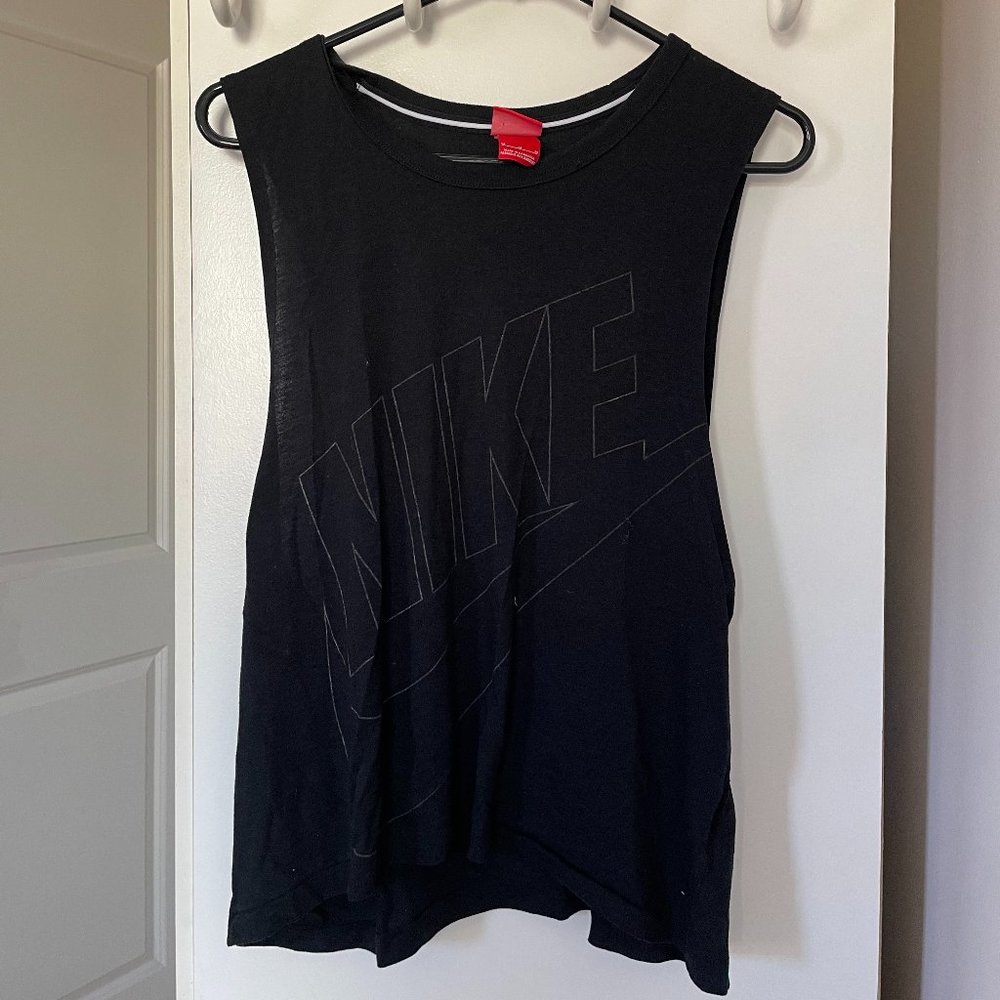 Nike Black Muscle Tank Top with Logo, Size M